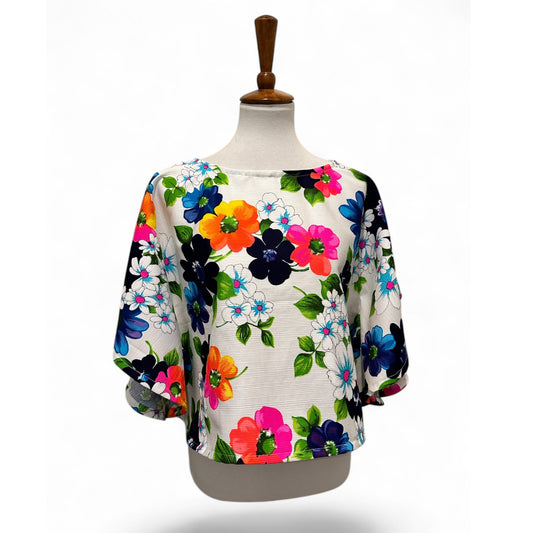 White Floral Pique Blouse