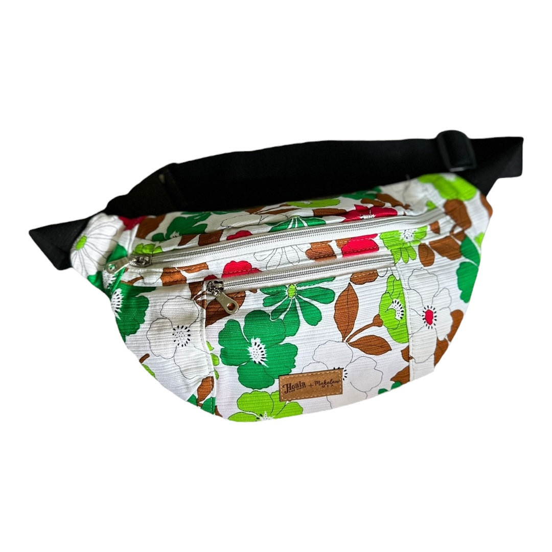 Green, White, Red Pique Floral Hip Pack