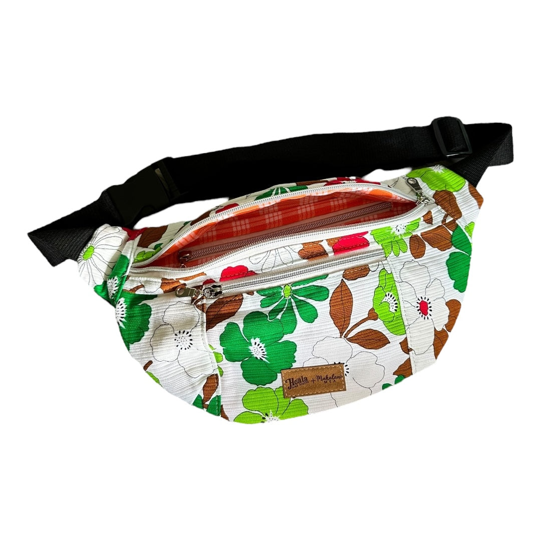 Green, White, Red Pique Floral Hip Pack