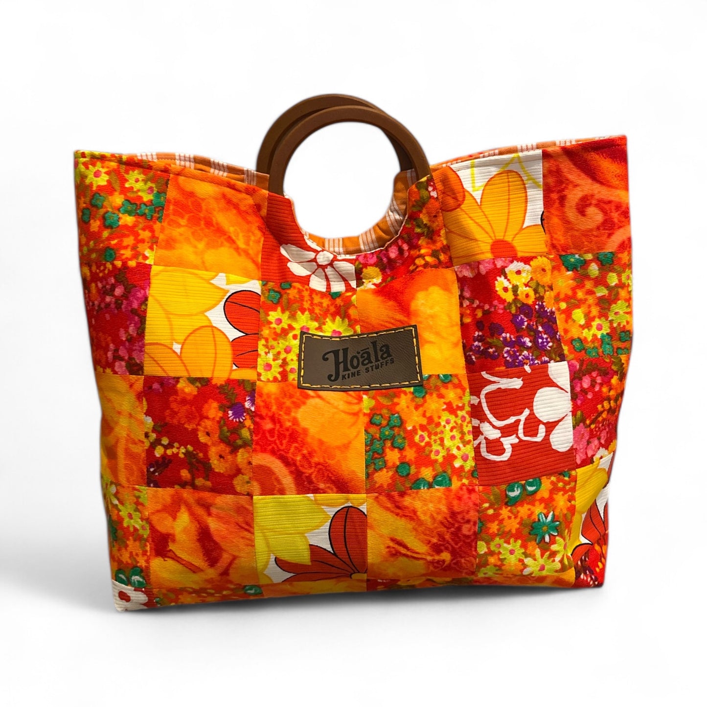 Orangey Red Quilted Tote