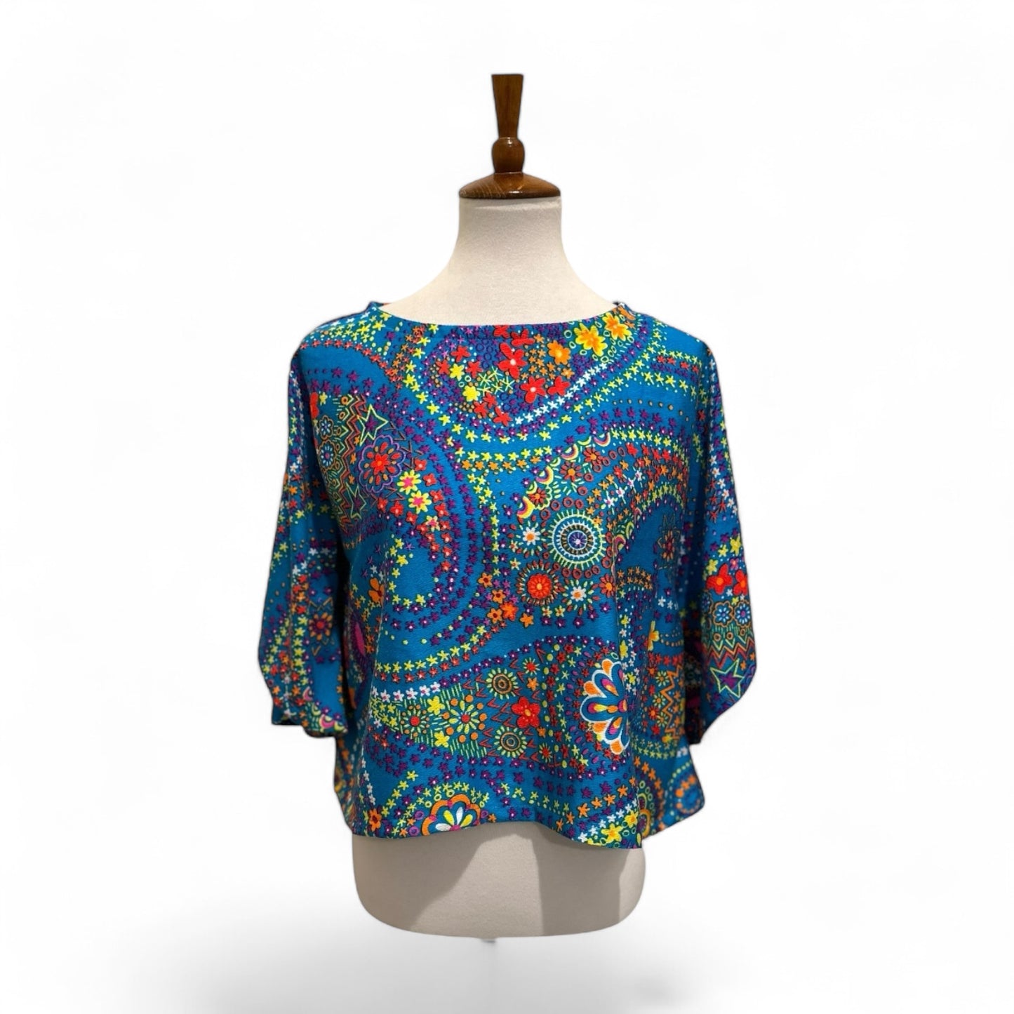 Paisley Lei Boxy Poncho Blouse